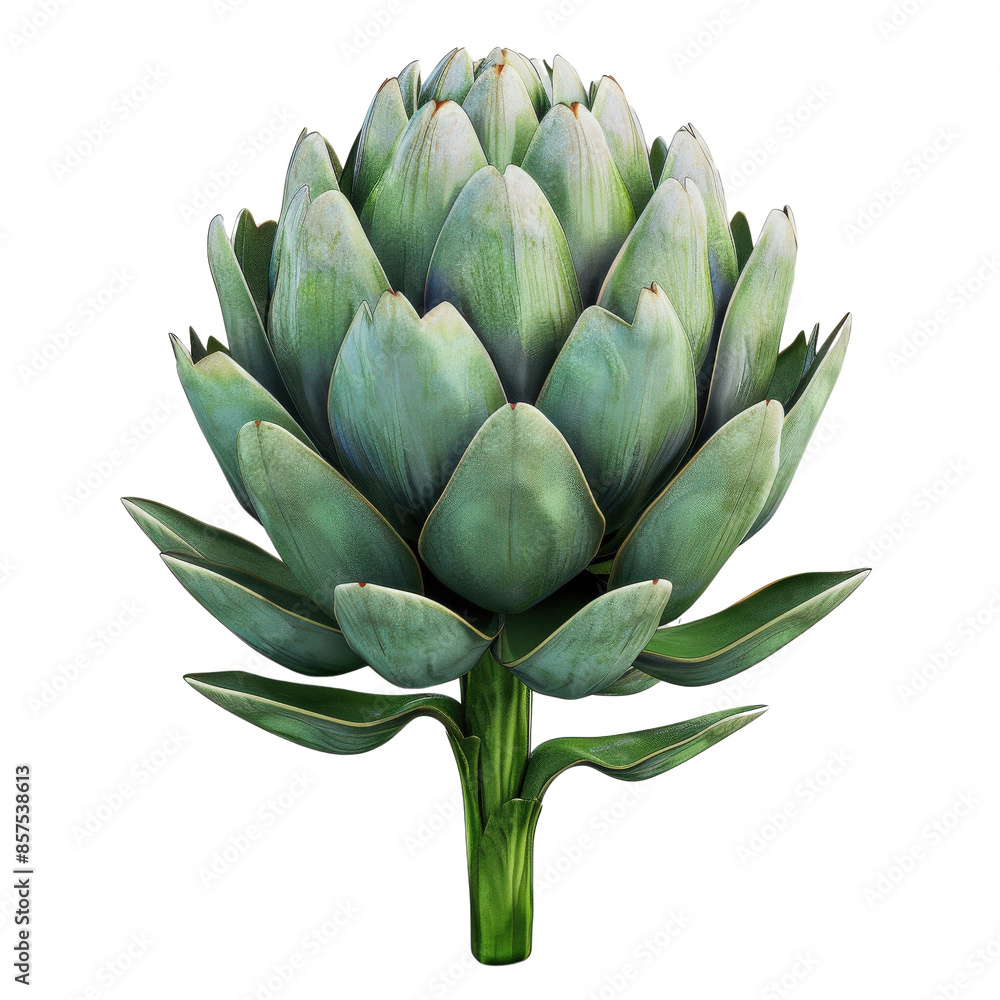 High-resolution image of a single artichoke against a white background, showcasing vibrant green hues and detailed texture. High-resolution image of a single artichoke against a white background, showcasing vibrant green hues and detailed texture.