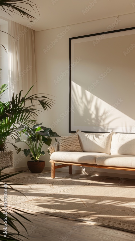 Fototapeta premium Interior Design Reference. Modern Elegant Living Room Design in 3D Rendering 
