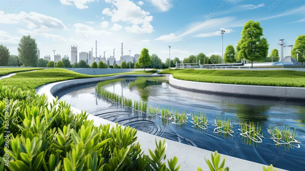Water harvesting landscape to catch store and re-use storm water, rain water, waste water, concept of water recycle system combined with landscape. Water harvesting landscape to catch store and re-use storm water, rain water, waste water, concept of water recycle system combined with landscape.