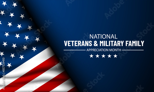 Happy National Veterans And Military Family Appreciation Month Is November. Background Vector Illustration