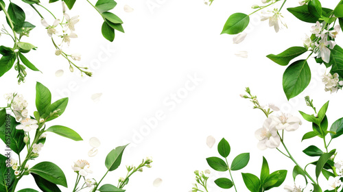 Wallpaper Mural Green leaves and flowers on a transparent background Torontodigital.ca