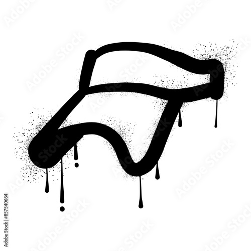 Golf hat graffiti drawn with black spray paint