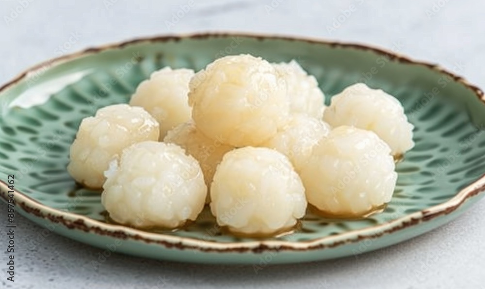 Korean honey rice cakes (yakgwa) on a pastel green plate Korean honey rice cakes (yakgwa) on a pastel green plate