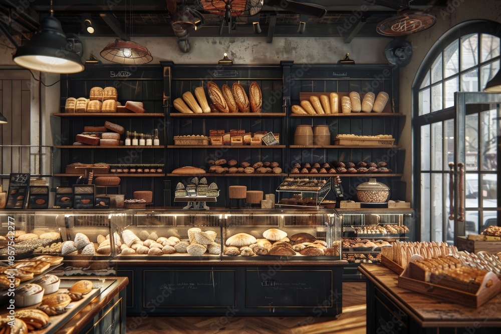 Freshly Baked Bakery Products on Display in Bakery Freshly Baked Bakery Products on Display in Bakery