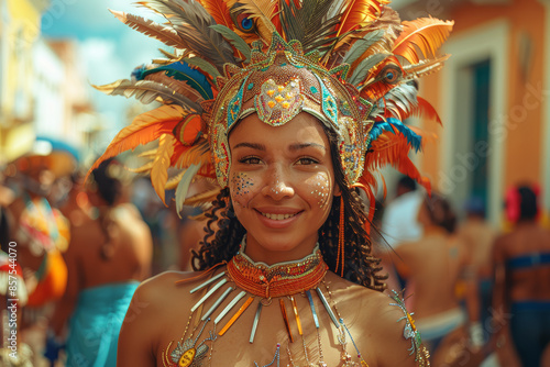 A festival parade with colorful floats, emphasizing celebration. Concept of cultural events and community. Generative Ai.