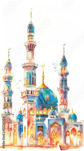 Miniature of Beautiful Mosque in 3D Rendering Isolated Background
