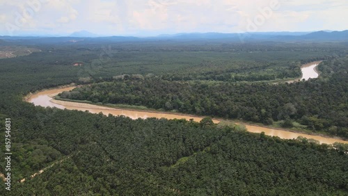 The aerial view of the Kinabatangan River in the Sabah state of Malaysia photo