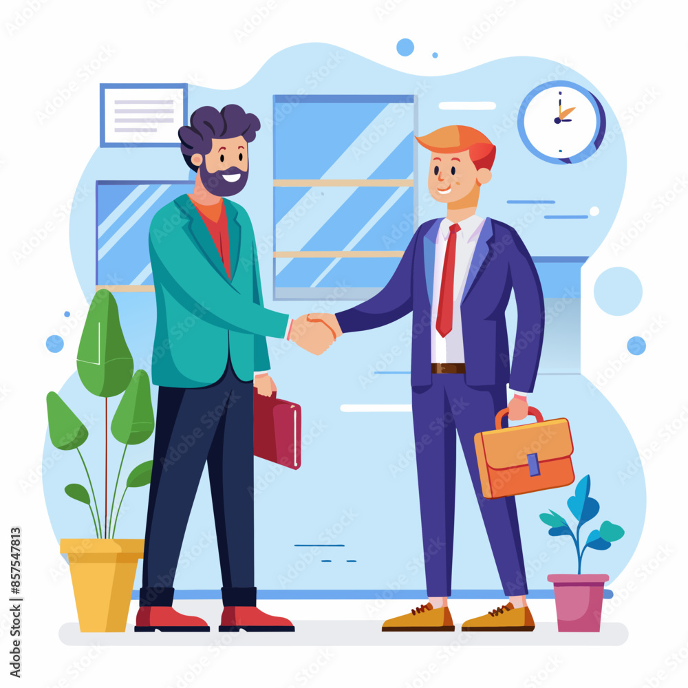 A candidate shaking hands with an employer after receiving a job offer A candidate shaking hands with an employer after receiving a job offer