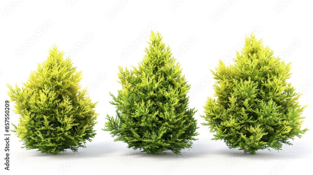 Fototapeta premium Green Shrubs Isolated on White Background, Generative AI