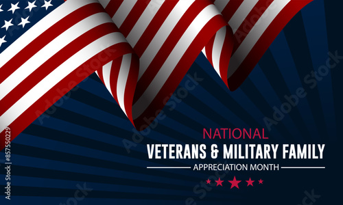 Happy National Veterans And Military Family Appreciation Month Is November. Background Vector Illustration