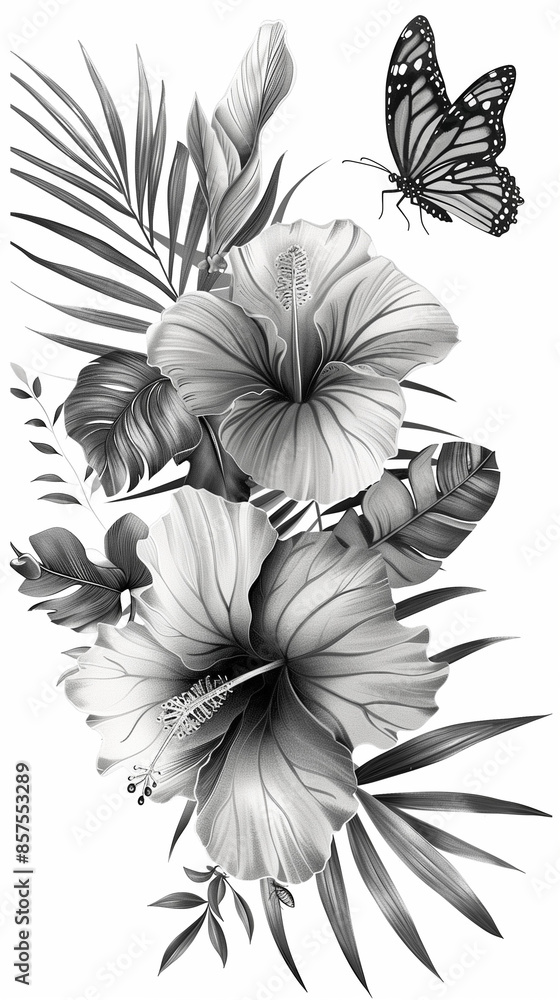 black and white flower black and white flower