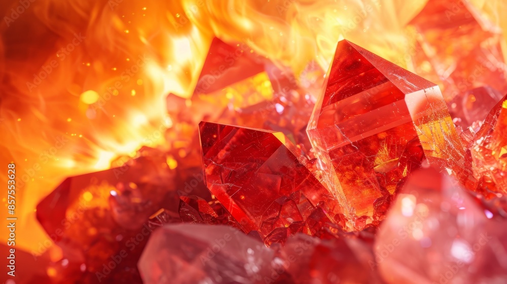 Fiery red crystals with glowing background Fiery red crystals with glowing background
