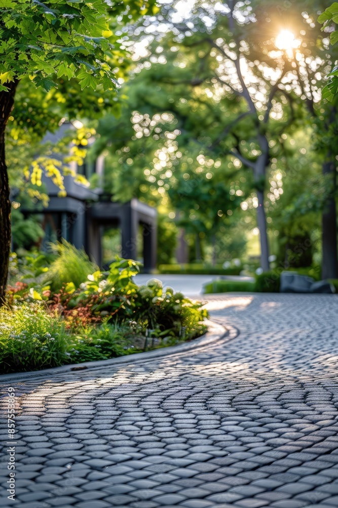 Beautifully Landscaped Driveway with Interlocking Pavers Beautifully Landscaped Driveway with Interlocking Pavers