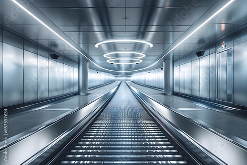A pure white passageway with bright lighting and cutting-edge future technology, as if you were watching a science fiction movie.