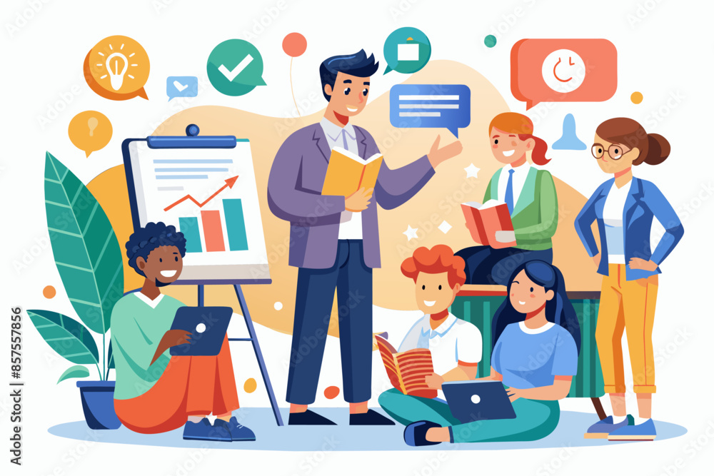 People sitting around a table, engrossed in their laptops and books, engaged in a productive and collaborative work environment. People sitting around a table, engrossed in their laptops and books, engaged in a productive and collaborative work environment.