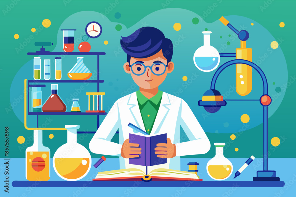 Scientist conducting chemistry experiment in lab. Scientist conducting chemistry experiment in lab.
