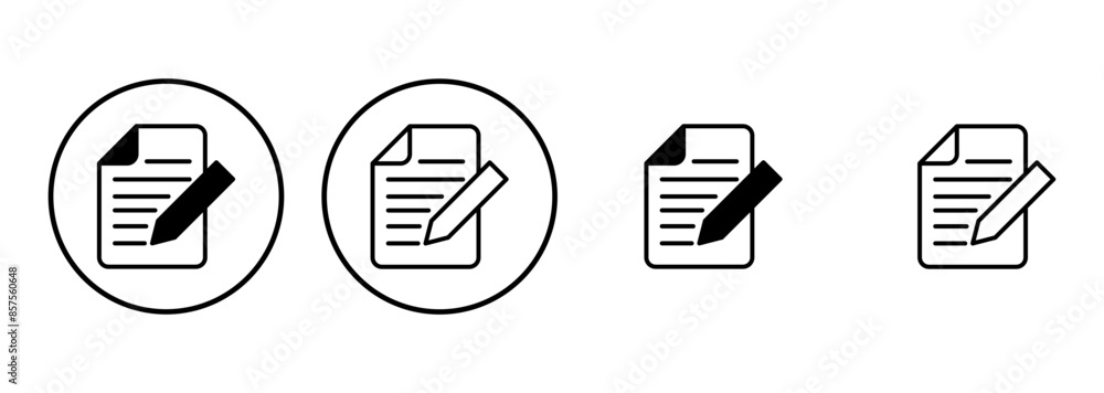 Note icon set. notepad icon vector. edit file. write icon Note icon set. notepad icon vector. edit file. write icon