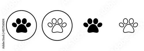 Paw icon set. paw print icon vector. dog or cat paw