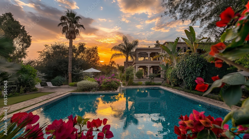 Fototapeta premium nice resort in sunset