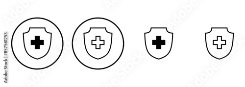 Health insurance icon set. Insurance health document icon