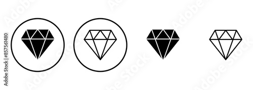 Diamond icon set. diamond gems vector icon.