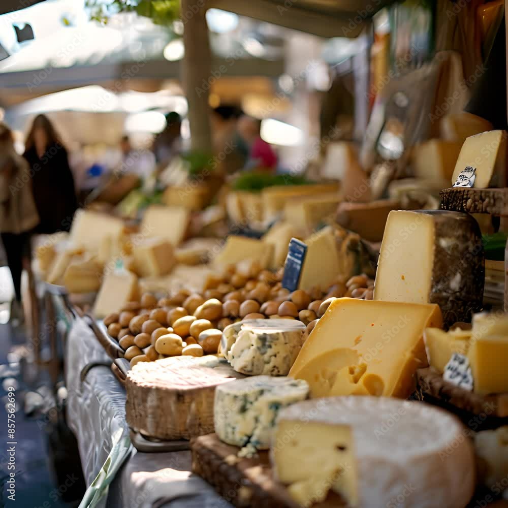 a variety of cheeses and nuts on display at a market a variety of cheeses and nuts on display at a market