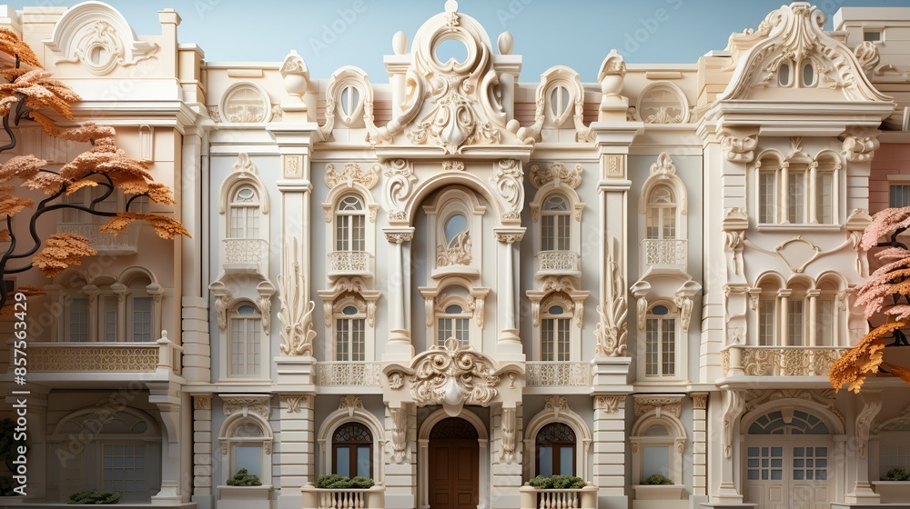 The exterior of a historic building with a paper art facade, showcasing the architectural details in a unique, textured paper format that captures the building's essence. Illustration, Minimalism, The exterior of a historic building with a paper art facade, showcasing the architectural details in a unique, textured paper format that captures the building's essence. Illustration, Minimalism,