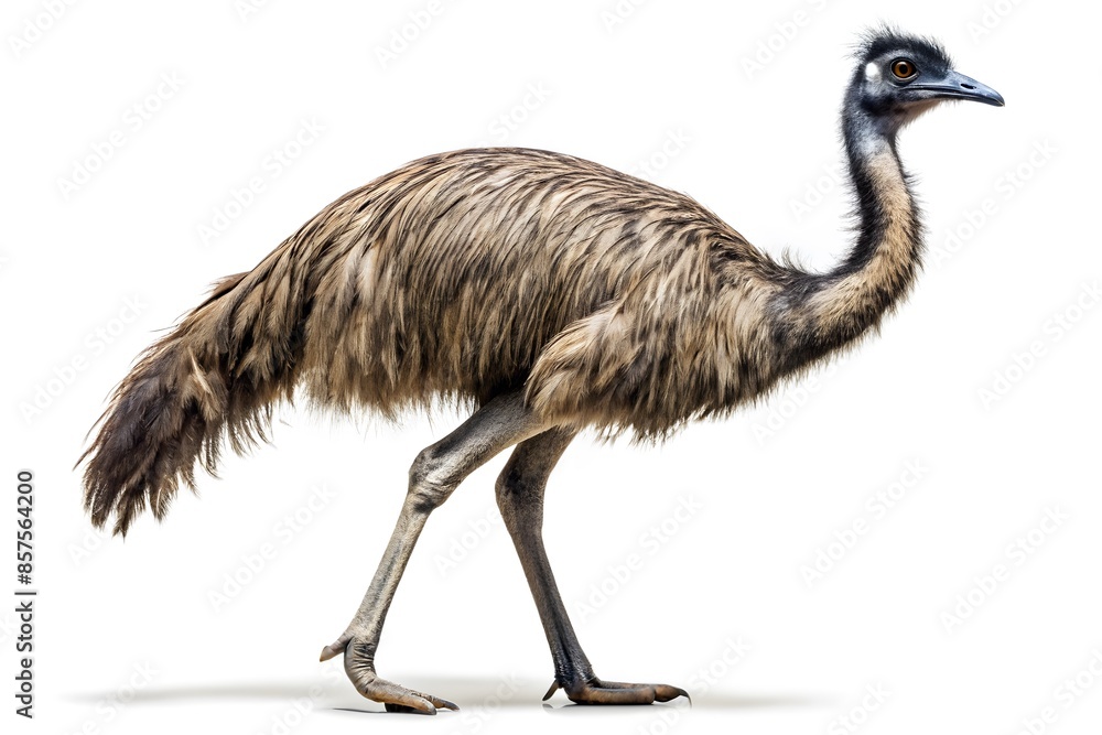 A Large Emu Isolated On A White Background. A Large Emu Isolated On A White Background.