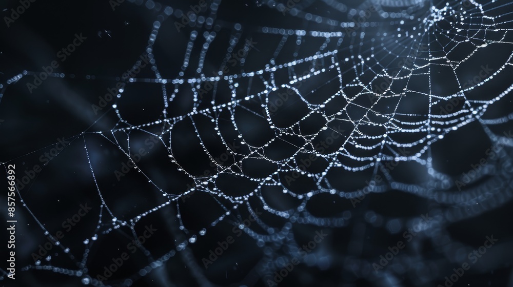 Eerie closeup of a white spider web against a dark background. Eerie closeup of a white spider web against a dark background.