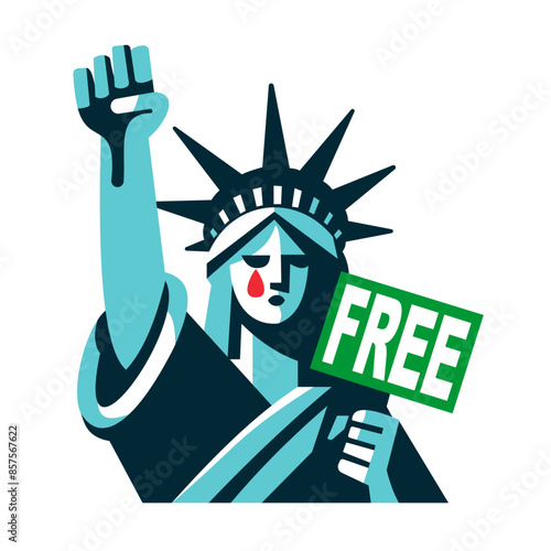 Freedom Cry: Statue of Liberty for Palestine. Vector Illustration.