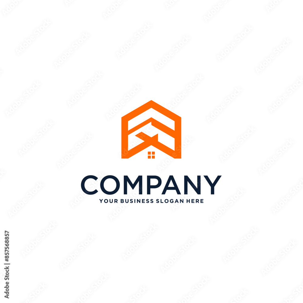 real estate logo design with house and building real estate logo design with house and building