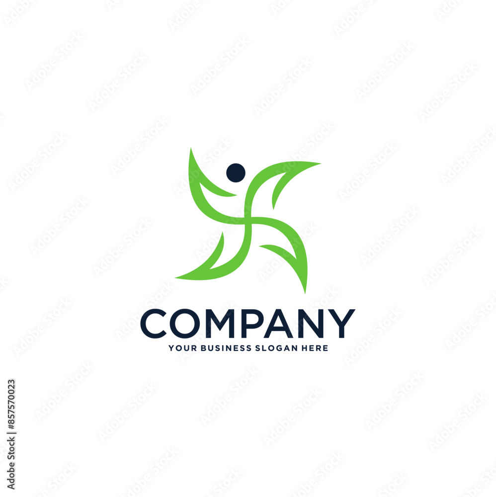fitness logo design with leaves