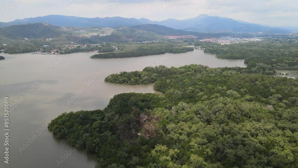 The aerial view of Mengkabong Village in the Sabah state of Borneo, Malaysia The aerial view of Mengkabong Village in the Sabah state of Borneo, Malaysia