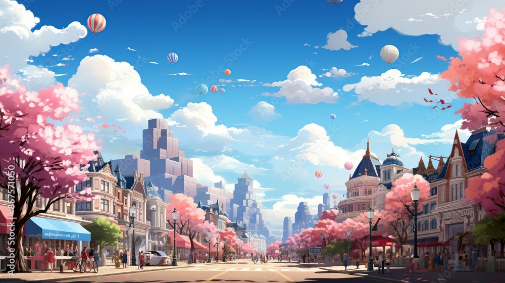 Φωτογραφία A lively paper scene of a famous city festival, with paper parades, paper food stands, and paper crowds enjoying the festivities and vibrant atmosphere