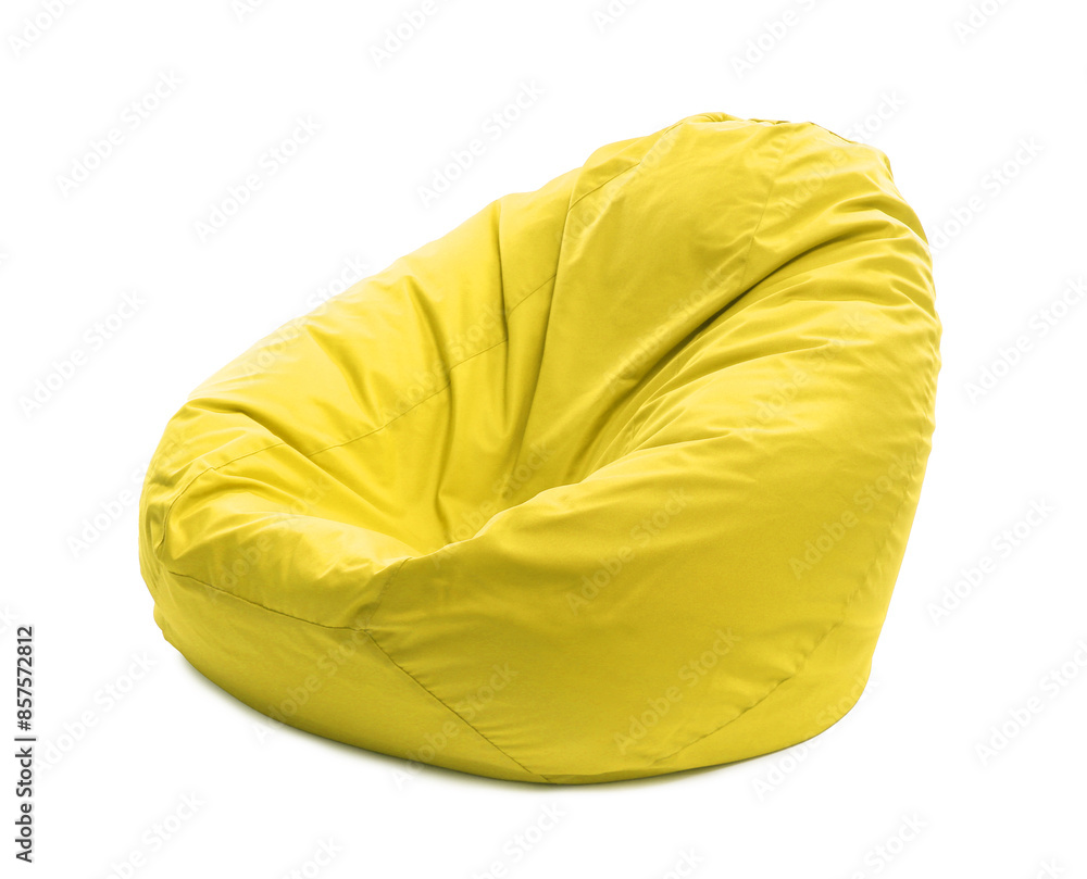 One yellow bean bag chair isolated on white One yellow bean bag chair isolated on white