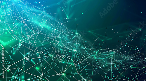Quantum Web: Abstract Blue and Green Digital Network Background