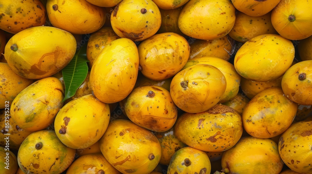 Textured background of ripe yellow mangoes stacked high at a bustling fruit market. Textured background of ripe yellow mangoes stacked high at a bustling fruit market.
