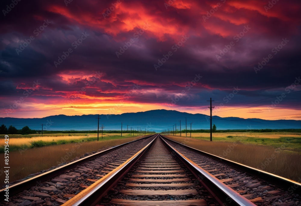 endless railroad tracks stretching horizon, disappearing, vanishing, perspective, infinity, distance, steel, iron, railway, journey, scenic, landscape endless railroad tracks stretching horizon, disappearing, vanishing, perspective, infinity, distance, steel, iron, railway, journey, scenic, landscape