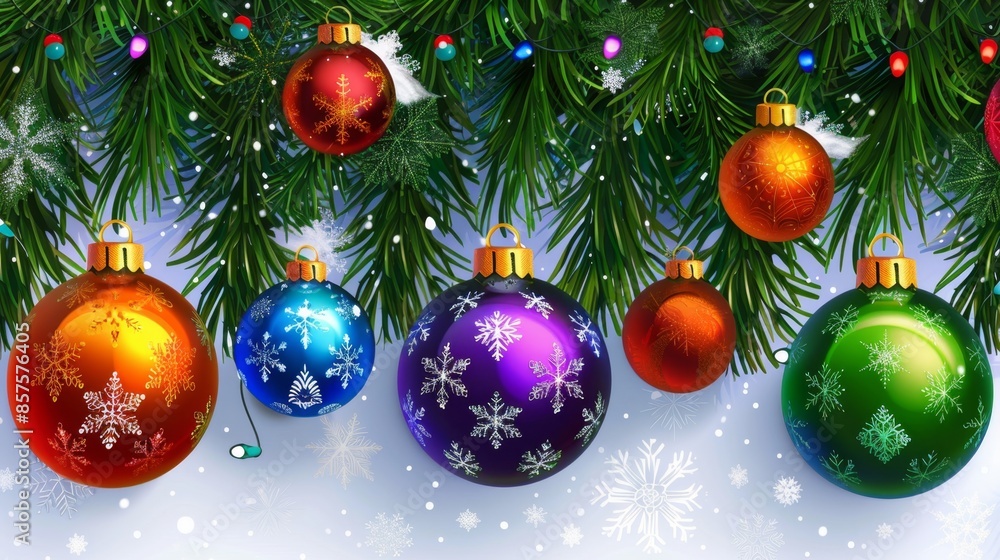 Obraz premium Christmas Ornaments and Festive Decorations, Generative AI