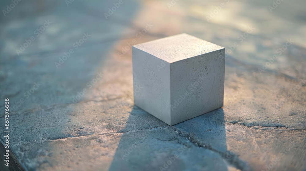 Close up of one cube on pale surface Close up of one cube on pale surface