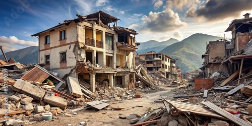 Destruction caused by a powerful earthquake , seismic activity