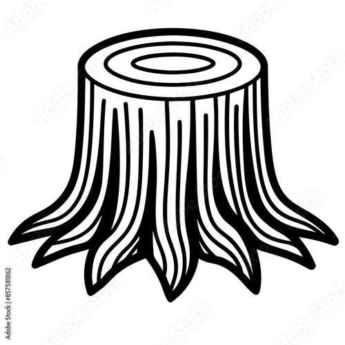 tree stump line art, generative AI