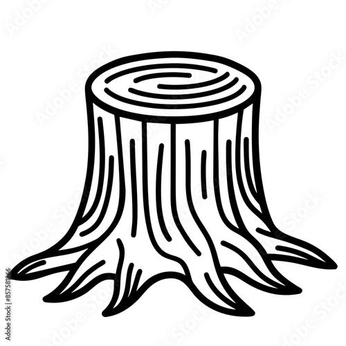 tree stump line art, generative AI