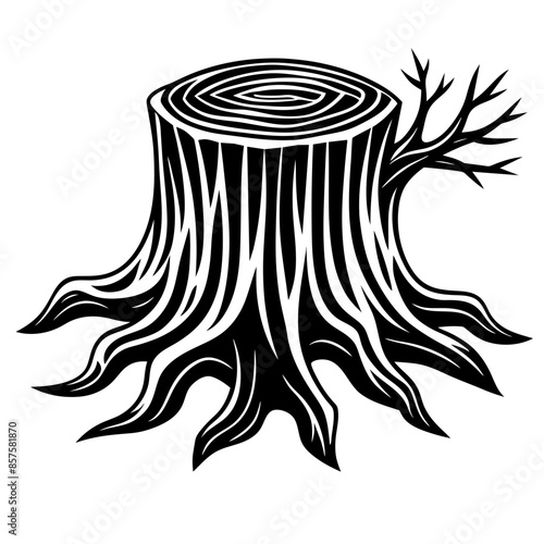 tree stump line art, generative AI