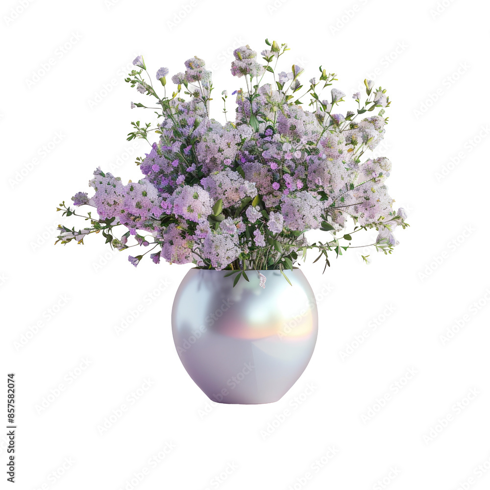 Floral arrangement of statice and caspia in a vase on a tabletop Floral arrangement of statice and caspia in a vase on a tabletop