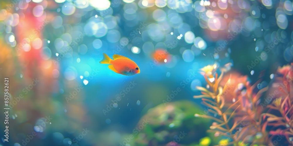 Fototapeta premium A freshwater aquarium with orange fish