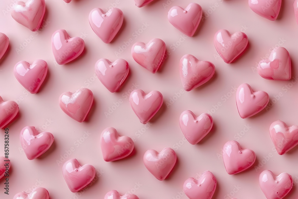 romantic pink heart shapes floating on pastel blush background valentines day pattern romantic pink heart shapes floating on pastel blush background valentines day pattern