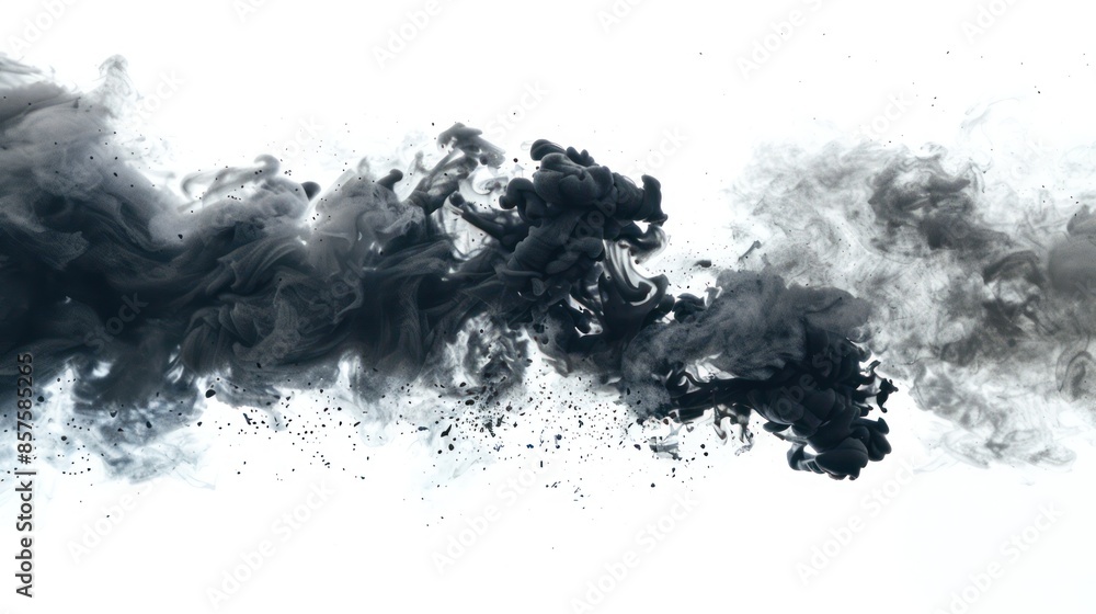 Obraz premium Black smoke on white background