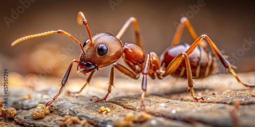 Close up of a brown ant, ant, insect, macro, close up, nature, wildlife, animal, detail, tiny, small, bug, outdoors © mahat