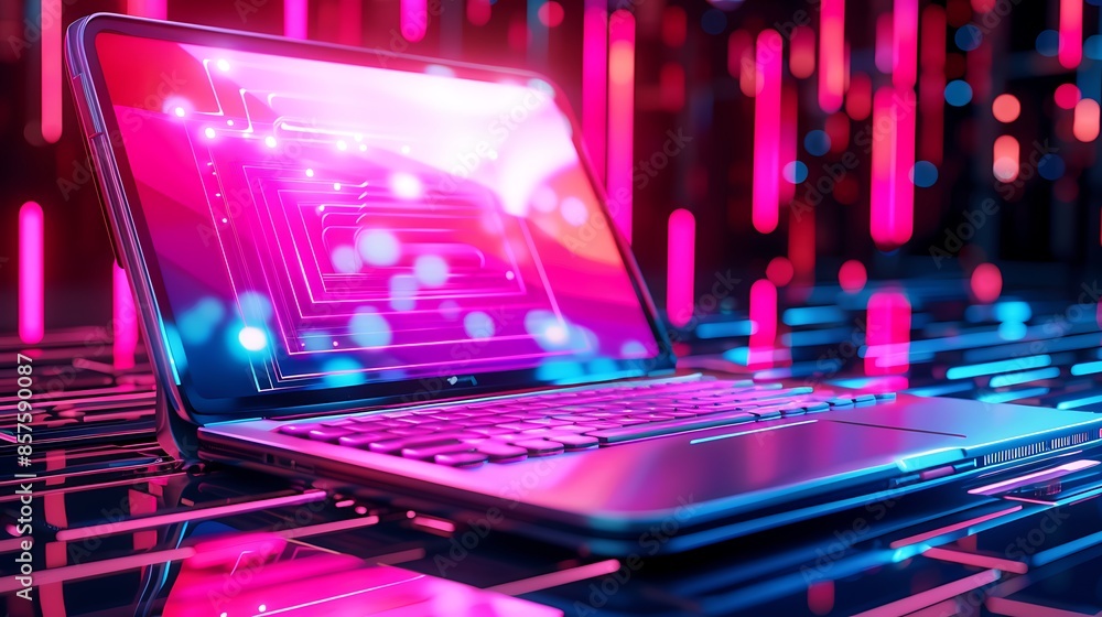 Laptop in Neon Light Laptop in Neon Light